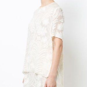 Adam Lippes Silk High-Low Ecru Top